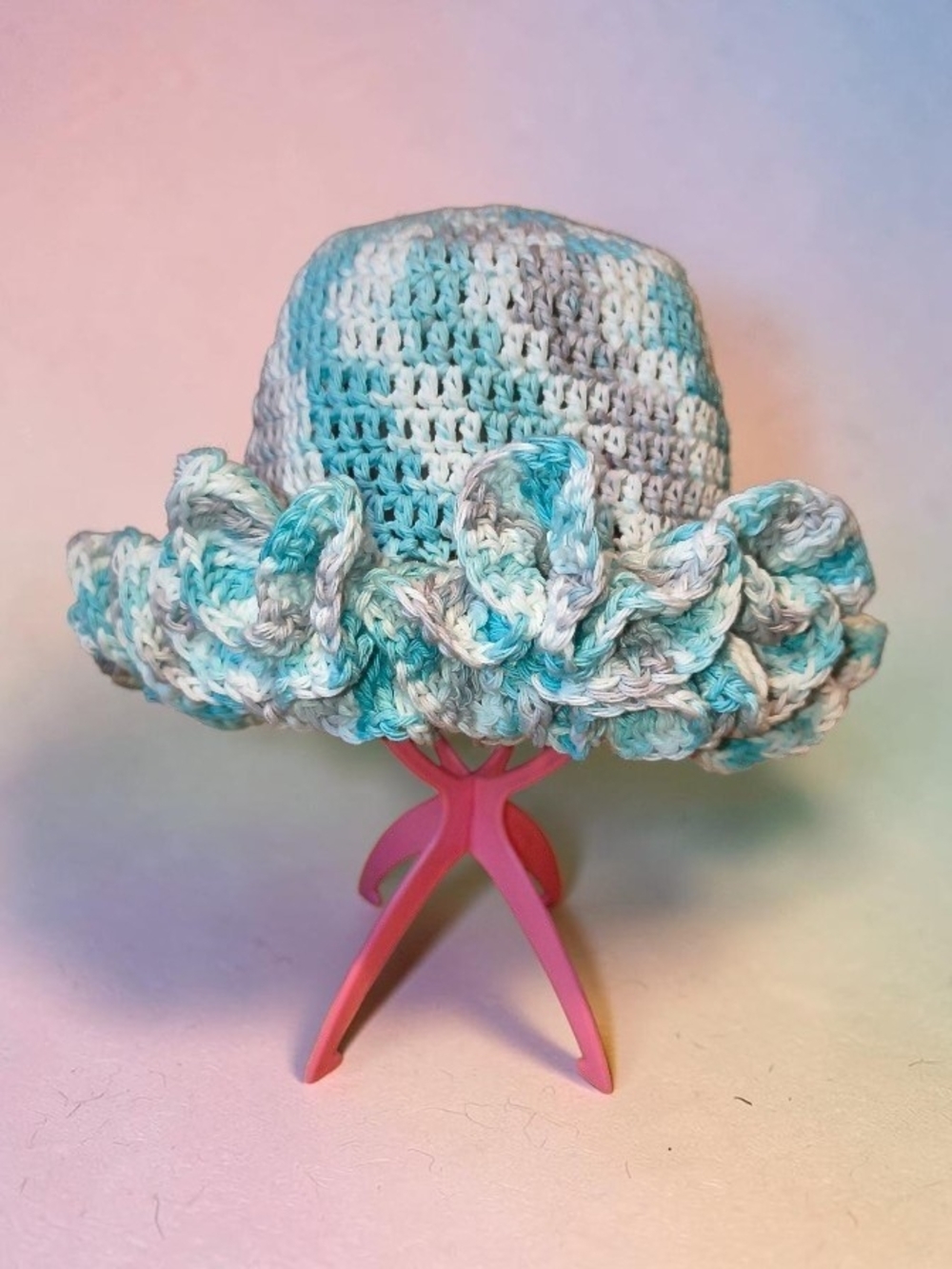 Handmade Crochet Ruffle Bucket Hat | Ocean Breeze - Picture 1 of 2